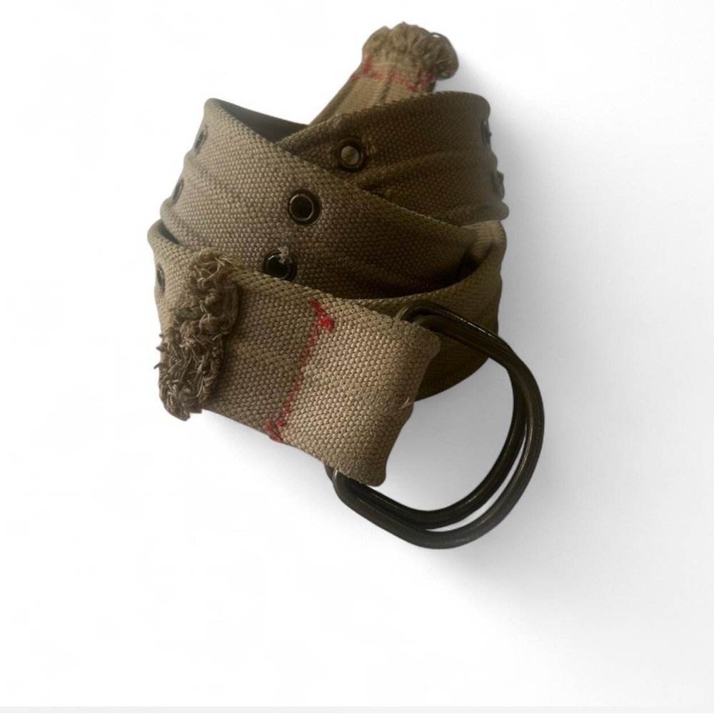y2k Canvas Chunky Belt with Grommets & Double D-Ring Buckle Closure Large